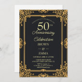 Elegant Black Gold 50th Anniversary Celebration In Kaart (Voorkant / Achterkant)