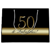 Elegant Black Gold 50th Birthday 50 en Fabulous Large Cadeautasje (Voorkant)