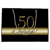 Elegant Black Gold 50th Birthday 50 en Fabulous Large Cadeautasje (Achterkant)