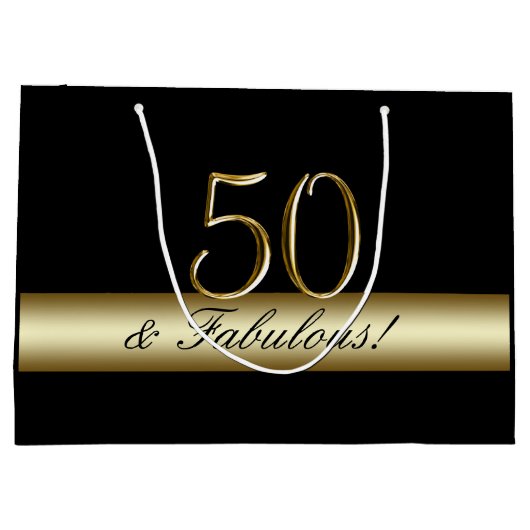 Elegant Black Gold 50th Birthday 50 en Fabulous Large Cadeautasje (Achterkant)