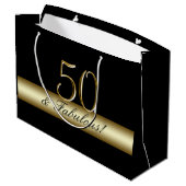Elegant Black Gold 50th Birthday 50 en Fabulous Large Cadeautasje (Achterkant Gekanteld)
