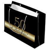 Elegant Black Gold 50th Birthday 50 en Fabulous Large Cadeautasje (Voorkant Gekanteld)