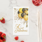 Elegant Black Gold 50th Birthday Confetti Balloons Servet (Insitu)