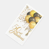 Elegant Black Gold 50th Birthday Confetti Balloons Servet (Hoek)