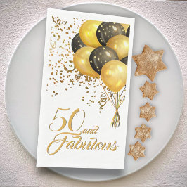 Elegant Black Gold 50th Birthday Confetti Balloons Servet
