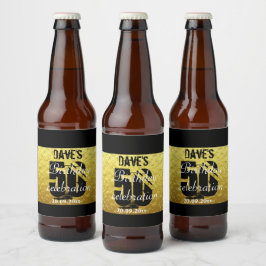 Elegant Black Gold 50th Birthday Party Bier Etiket