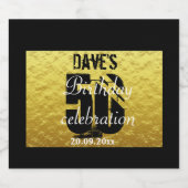 Elegant Black Gold 50th Birthday Party Bier Etiket (Enkel label)