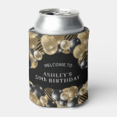 Elegant Black Gold 50th Birthday Party Blikjeskoeler (Blikje Voorkant)