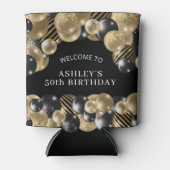 Elegant Black Gold 50th Birthday Party Blikjeskoeler (Voorkant)