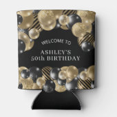 Elegant Black Gold 50th Birthday Party Blikjeskoeler (Achterkant)