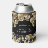 Elegant Black Gold 50th Birthday Party Blikjeskoeler (Blikje Achterkant)