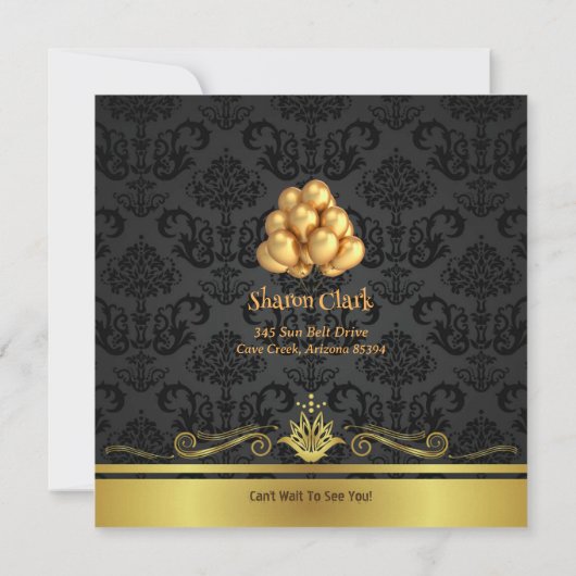 Elegant Black & Gold 50th Birthday Party Invitatio Kaart (Achterkant)