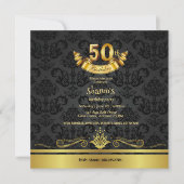 Elegant Black & Gold 50th Birthday Party Invitatio Kaart (Voorkant)