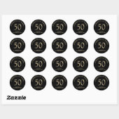 Elegant Black Gold 50th Birthday Party Ronde Sticker (Vel)