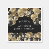 Elegant Black Gold 50th Birthday Party Servet (Voorkant)