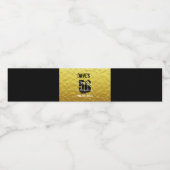 Elegant Black Gold 50th Birthday Party Waterfles Etiket (Enkel label)