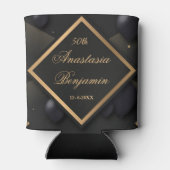 Elegant Black Gold 50th Birthday stijlvol, aangepa Blikjeskoeler (Achterkant)