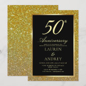 Elegant Black Gold 50th Wedding Anniversary Kaart (Voorkant / Achterkant)