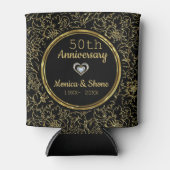 Elegant Black & Gold 50th Wedding Jubileum Blikjeskoeler (Voorkant)