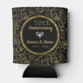 Elegant Black & Gold 50th Wedding Jubileum Blikjeskoeler (Achterkant)