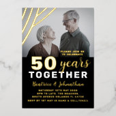 Elegant Black & Gold 50th Wedding Jubileum Folie Uitnodiging (Voorkant)