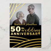 Elegant Black & Gold 50th Wedding Jubileum Folie Uitnodiging (Voorkant)