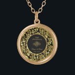 Elegant Black & Gold 50th Wedding Jubileum Goud Vergulden Ketting<br><div class="desc">Elegant Black and gold damask 50e trouwdag</div>