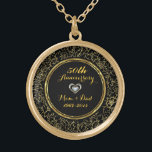 Elegant Black & Gold 50th Wedding Jubileum Goud Vergulden Ketting<br><div class="desc">Elegant zwart en goud 50e trouwdag</div>