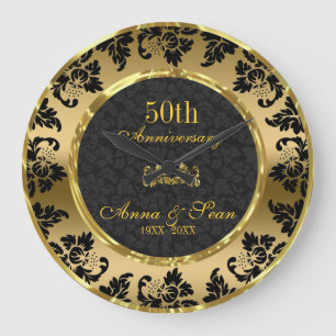 Elegant Black & Gold 50th Wedding Jubileum Grote Klok