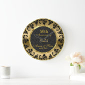 Elegant Black & Gold 50th Wedding Jubileum Grote Klok (Huis)