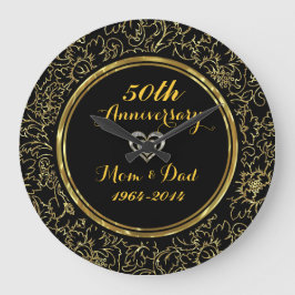 Elegant Black & Gold 50th Wedding Jubileum Grote Klok