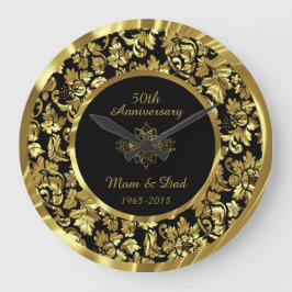 Elegant Black & Gold 50th Wedding Jubileum Grote Klok