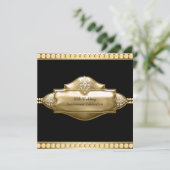 Elegant Black Gold 50th Wedding Jubileum Kaart (Staand voorkant)