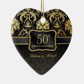Elegant Black & Gold 50th Wedding Jubileum Keramisch Ornament (Rechts)