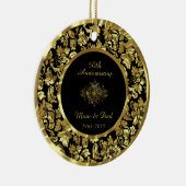 Elegant Black & Gold 50th Wedding Jubileum Keramisch Ornament (Rechts)