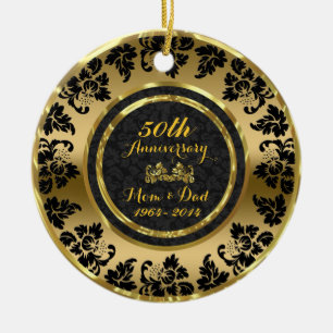 Elegant Black & Gold 50th Wedding Jubileum Keramisch Ornament