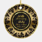 Elegant Black & Gold 50th Wedding Jubileum Keramisch Ornament (Achterkant)
