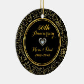 Elegant Black & Gold 50th Wedding Jubileum Keramisch Ornament (Rechts)