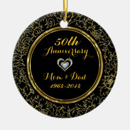 Elegant Black & Gold 50th Wedding Jubileum Keramisch Ornament