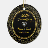 Elegant Black & Gold 50th Wedding Jubileum Keramisch Ornament (Links)