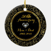 Elegant Black & Gold 50th Wedding Jubileum Keramisch Ornament (Achterkant)