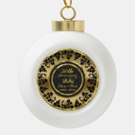 Elegant Black & Gold 50th Wedding Jubileum Keramische Bal Ornament