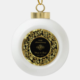 Elegant Black & Gold 50th Wedding Jubileum Keramische Bal Ornament