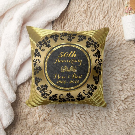 Elegant Black & Gold 50th Wedding Jubileum Kussen (Deken)