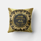 Elegant Black & Gold 50th Wedding Jubileum Kussen (Achterkant)