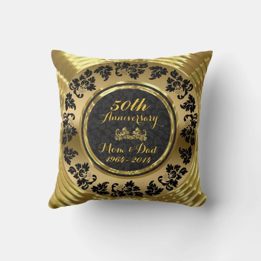 Elegant Black & Gold 50th Wedding Jubileum Kussen (Achterkant)