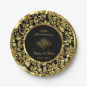 Elegant Black & Gold 50th Wedding Jubileum Papieren Bordje (Voorkant)