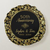 Elegant Black & Gold 50th Wedding Jubileum Rond Kussen (Achterkant)