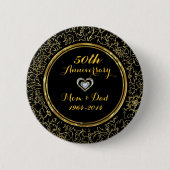 Elegant Black & Gold 50th Wedding Jubileum Ronde Button 5,7 Cm (Voorkant)
