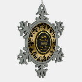 Elegant Black & Gold 50th Wedding Jubileum Tin Sneeuwvlok Ornament (Links)